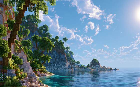 夏栖 · 晴湾主题背景：晴天下的高地海湾